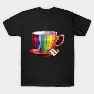 Proud LGBTQ gay pride tea drinker Rainbow Colored Tea Cup LGBTea T-Shirt